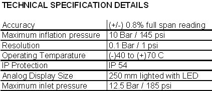 Technical Specs for Mechanical Tire Inflators
